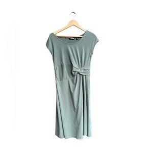 Lands’ End sage green knotted waist scoop neck T shirt dress size small